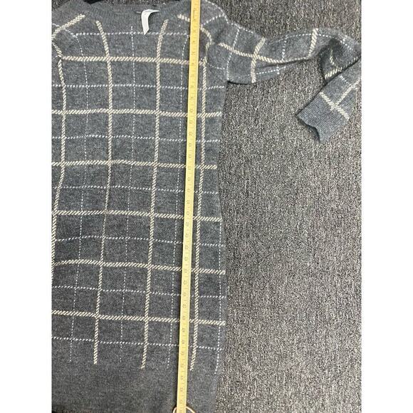 BANANA REPUBLIC Windowpane Sweater Dress Gray White Striped Turtleneck Sz XS NEW - Picture 7 of 7